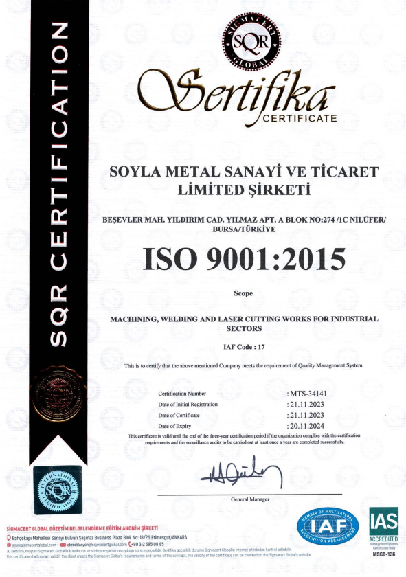 ISO9001 Kalite Belgesi